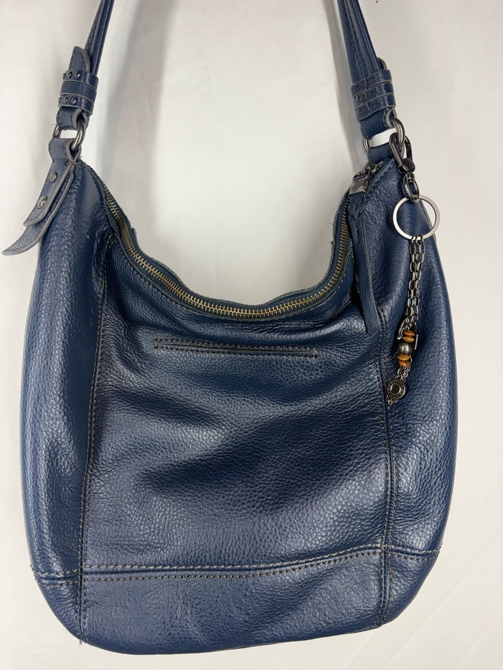 The Sak Sequoia Navy Blue Leather Shoulder Hobo Bag Boho Charm